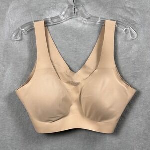 Honeylove SoftForm Bra Wireless V Neck Comfort Support Everyday SAND Nude Beige